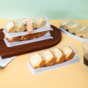 Boîte à emporter imprimée de timbre d'emballage de dessert trapézoïdal recyclable <span class=keywords><strong>pour</strong></span> la nourriture de sushi <span class=keywords><strong>pour</strong></span> la salade de pain de gâteau de petits pains suisses d'autres plats - Product Image 1