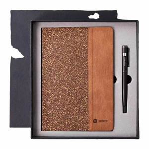 Wood Grain Pu Splicing Notebook <b>Set</b> Hardcover Business Office Organizer Agenda Pvc Cover Sewing School <b>Writing</b> Packaged Box - Product Image 2