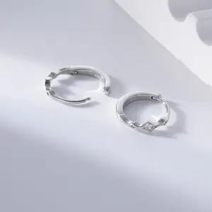 high quality gem sparkling silver chunky earrings hoop zircon geometric minimalist dangle earrings men
