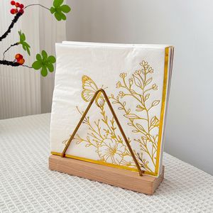 Gold Trimmed Printed Paper Napkins 330mm Wedding Party Disposable Napkins 20 Sheets Per Pack - Product Image 3