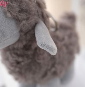 QQ Cute Faux Fur Sheep Plush Keychain With Purple Flower Soft Stuffed Animal Toy Lamb Cartoon Bag Charm - Product Image 4