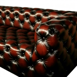 ชุดโซฟาหนังวัวแท้ลายเลือดวัวแบบโบราณออกแบบได้ตามต้องการมีกระดุมแบบหรูหราโซฟาคลับโรงแรมล็อบบี้ - Product Image 4