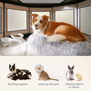 Tienda de campaña portátil para mascotas, resistente al agua, octogonal, plegable, para mascotas, madera, acero, cría de gatos, perros, guardería, sala de entrega - Product Image 3