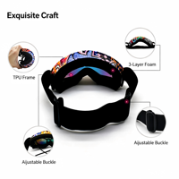 Lunettes de ski pour enfants personnalisées OEM, ergonomiques, imprimées de dessins animés, anti-buée UV400, double couche, lunettes de snowboard, lunettes de ski