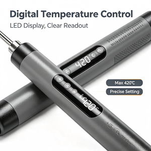 Soldador Eléctrico Digital LCD de 1000mAh con Carga USB, Kit Completo con Bomba de Desoldar, Herramienta de Reparación de Soldadura Portátil Gris - Product Image 3