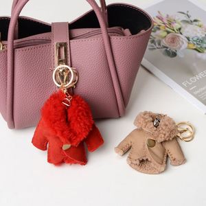 Cute Mini Coat <b>Keychains</b> Assorted Colors Faux Fur <b>Leather</b> Bag Charms Fashion Accessories for Gifts - Product Image 1