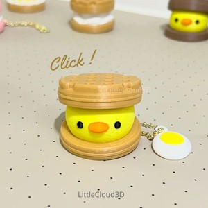 Bouton de gaufre de poulet imprimé en 3D, jouet de décompression, pendentif mignon à presser, décoration de sac, petit ornement amusant - Product Image 2