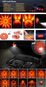 12 + 3 LED cảnh báo an toàn đường bộ đĩa khẩn cấp Strobe Lights di động nhấp nháy an toàn giao thông đèn Road Flare LED cảnh báo ánh sáng - Product Image 6
