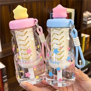 Vaso con pajita de burbujas Star Language, diseño de dibujos animados, portátil, ecológico, con asa, para niños y estudiantes, de alto valor estético para mujer - Product Image 2