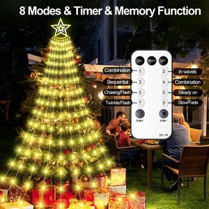 Luz de Árbol en <span class=keywords><strong>Cascada</strong></span> de 350 LED con 8 Modos, Temporizador, Control Remoto, Enchufe, Luz Navideña para Decoración de Interiores, Hogar y Fiestas - Product Image 2