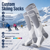 Chaussettes de ski OEM personnalisées de haute qualité, en mélange de laine thermique, hauteur genou, rembourrées, anti-humidité, pour jeunes, hommes et femmes, sports d'hiver