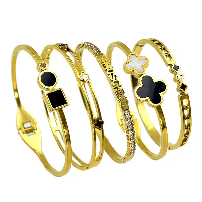 Famoso braccialetto di design ispirato braccialetto di quadrifoglio braccialetto in acciaio inossidabile per gioielli moda donna