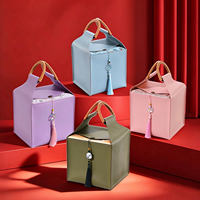 Sac de luxe portable en cuir PU, grand et petit, pour ensemble de vin de mariage, boîte cadeau, emballage de bonbons, sac-boîte en cuir PU