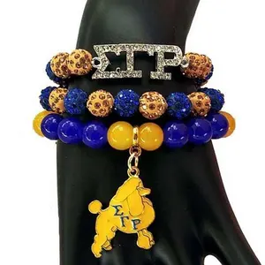 DIY charm stretch Sorority Fraternity Zeta Sigma Gamma Rho multilayer bracelet Set Jewelry accessories