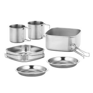 Ensemble de cuisine de camping portable en acier inoxydable pour l'extérieur, 3-4L, design minimaliste pour cuisinières à gaz et à induction - Product Image 1