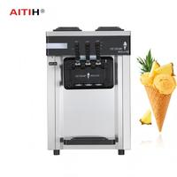 Machine à glace molle commerciale en acier inoxydable, trois saveurs, style simple, pour restaurant, à poser sur table