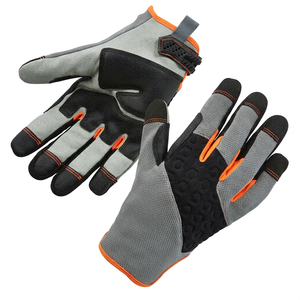 Gants de travail antidérapants en PU, bouts des doigts texturés, bracelet réglable, gants de sécurité polyvalents gris, orange, noir - Product Image 1