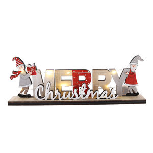 Lumière LED Farmhouse Christmas Tabletop Signs Rustic Wooden Soldier Letter Ornaments Merry Christmas Design Winter Table Decor - Product Image 1