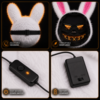 Máscara de Conejo de Peluche con Luces LED, Máscara Facial Completa de Terror, Disfraz de Halloween para Adultos, Venta al Por Mayor