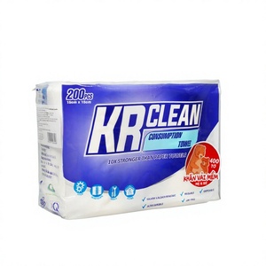 KR CLEAN Sanitary Use Round Consumption Towel 200pcs 15cm X 15cm Nonwoven Lint-Free <b>Biodegradable</b> Eco-Friendly Disposable - Product Image 1