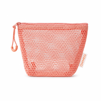 Trousse de Maquillage de Voyage Personnalisée en Maille Respirante Nid d'Abeille, Pochette Cosmétique Transparente 3D Autoportante et Trousse de Toilette pour Femme