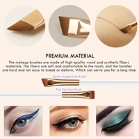 EMF Luxury Professional 15 Pinceaux Anglés Plats en Poils Synthétiques pour Eyeliner, Crayon à Lèvres et Sourcils, Vegan, Manche en Bois Rose Doré, Marque Privée