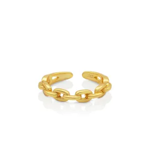 Chris De Abril Na Moda prata esterlina 925 banhado a ouro simples Cadeia personalizado anel de abertura suave