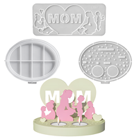 Stampo in silicone riutilizzabile per portacandele in resina epossidica LEQU Happy And Fun per la festa della mamma, per decorazioni domestiche e creazione di candele fai da te