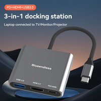 Station d'accueil USB C portable 3 en 1 avec sortie 4K 60Hz, port de charge rapide PD, station d'accueil pour Macbook Pro, hub USB