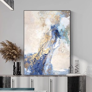 Abstract Oil <b>Painting</b> Hand Painted Rectangle Metal <b>Frame</b> Gold Edge Living Room Wall Art Decor Entrance Hall Hanging Artwork - Product Image 4