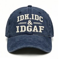 Gorra de Béisbol Vintage Lavada con Bordado 3D, Texto DGAF, Unisex, de Algodón, con Visera Curva, Personalizable, OEM