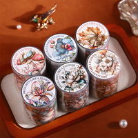 1 Gulungan Pita Perekat Seri As Radiant As Flowers Pita Latar Belakang Bermotif Bunga Bertema Botani