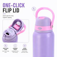 Bouteille d'eau isotherme en acier inoxydable de 24 oz avec logo, anti-fuite, pour fêtes, et gourde de course de 32 oz avec sangle