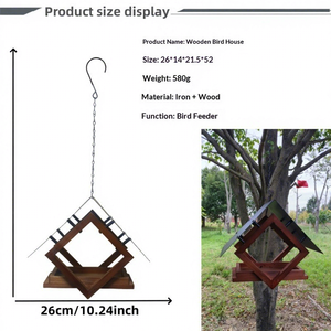 Mangeoire à oiseaux en fer robuste à suspendre à l'extérieur, anti-écureuil, avec forme de diamant pour jardin, cour - Product Image 6