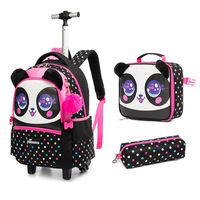 Ensemble de 3 sacs à roulettes pour enfants, sac à déjeuner, trousse à crayons, motif camouflage, polyester 600D, fermeture éclair, 20-36L, sac d'école pour garçons