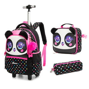 Sac à dos à roulettes scolaire unisexe personnalisable de haute qualité en polyester 600D imprimé sérigraphié camouflage, ensemble de 3 pièces avec roues - Product Image 2