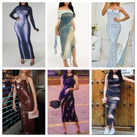 Vestido de verano francés de segunda mano para mujer, corte ajustado, largo medio, venta al por mayor de ropa usada