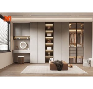 Armario Empotrado Moderno con Tocador, Armario <span class=keywords><strong>de</strong></span> Piso <span class=keywords><strong>a</strong></span> <span class=keywords><strong>Techo</strong></span> con Estantes con Iluminación LED - Product Image 4