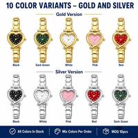 Montre à Quartz Étanche pour Femme avec Bracelet en Acier Inoxydable, Design Cœur Tendance, Modèle Créatif à Cœur, Bestseller Transfrontalier DIY