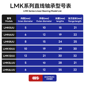 Rodamiento lineal Lmk tipo brida, diámetro interior de 10 mm, diámetro exterior de 35-45 mm, construcción de acero autolubricante - Product Image 3