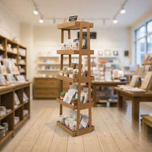 Vino 5 Tier Floor <b>Wooden</b> Supermarket Rack Customizable Freestanding Display Retail Stand Collapsible <b>Shelving</b> <b>Unit</b> - Product Image 1