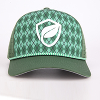 Gorras de Béisbol Personalizadas al por Mayor con 5 Paneles de PVC, Logotipo de Parche, Cuerda Deportiva, Gorra de Golf con Orificios Cortados con Láser, Gorra de Poliéster