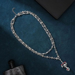 Set di Collane in Stile Vintage Cromato con Totem, Gioielli Gotici con Spada, Croce e Drago per Uomo - Product Image 2