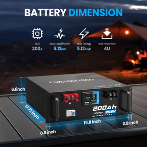 Batterie 25,6 V 200 Ah 5 kWh avec écran LCD, BMS intelligent et interrupteur externe pour stockage solaire domestique - Product Image 2