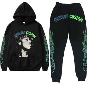 Sweat à capuche en coton surdimensionné 450GSM, imprimé graphique en relief, streetwear unisexe, marque privée - Product Image 6