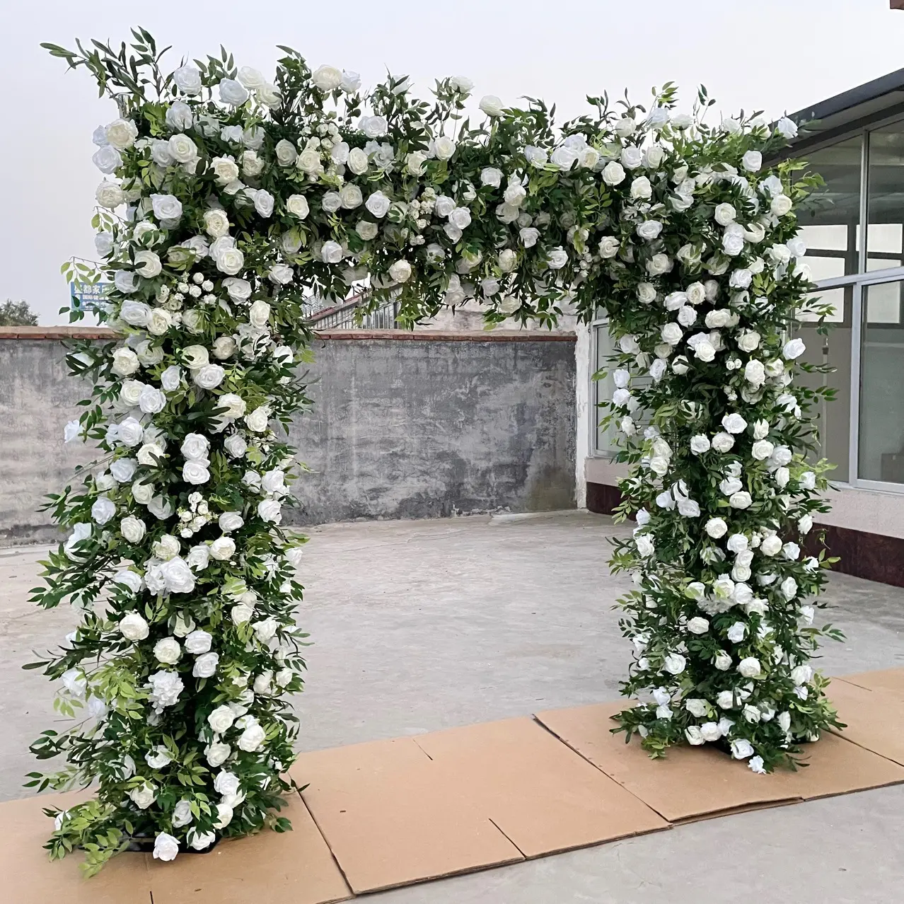 SN-WD40 2024 New design wedding event decoration Heart Horn flower arrangement silk artificial wedding flower arch