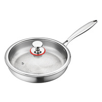Poêle à frire antiadhésive en titane sans revêtement, multi-tailles, motif martelé, épaissie, compatible tous feux (gaz, induction), fond plat universel