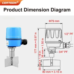 Dispositivo SR80 de alta temperatura para silos de sólidos con brida roscada AC220V interruptor de <span class=keywords><strong>nivel</strong></span> rotativo - Product Image 5