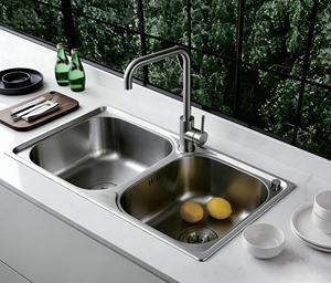 Évier de cuisine en acier inoxydable 304 fait main, ultra-profond 50/50, à poser sur comptoir, avec fond incliné, anti-bruit, OEM - Product Image 2