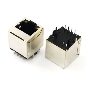 Cũng có giá 6605817 Chất lượng cao che chắn RJ45 Modular PCB Jack với hai kết nối Led Jack Đen connecteurs RJ45 femelles/ - Product Image 4